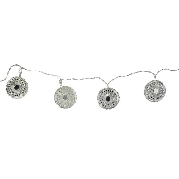 Ganz 10ct Dream Catcher Disk Novelty Christmas Lights Silver - 53' Clear Wire