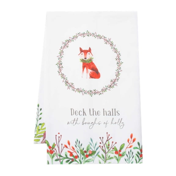 Ganz 27.50In Critter Tea Towel, Cotton, Animal Wreath Berries Mx187425 Fox