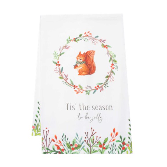 Ganz 27.50In Critter Tea Towel, Cotton, Animal Wreath Berries Mx187425 Squirrel