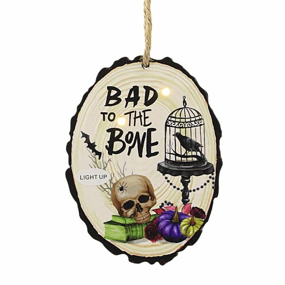 Ganz 4.50In Halloween Light Up Ornament, Wood, Haunted Witch Bone Spider Eh71671 Bad