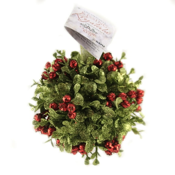 Ganz 5 Inch Mistletoe Kissing Ball Ornament,Red,5" Dia.