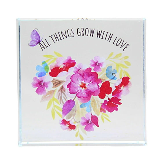 Ganz Beveled Sentiment Block Sign - One Sign 3 Inch, Glass - Clear Glass Tabletop Er77393 Love
