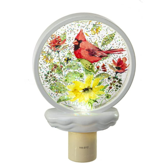 Ganz Cardinal Shimmer LED Disk Night-Light, Acrylic and Electrical, 4.25 Inches Width, 2.38 Inches Depth, 6.25 Inches Height, Multicolor