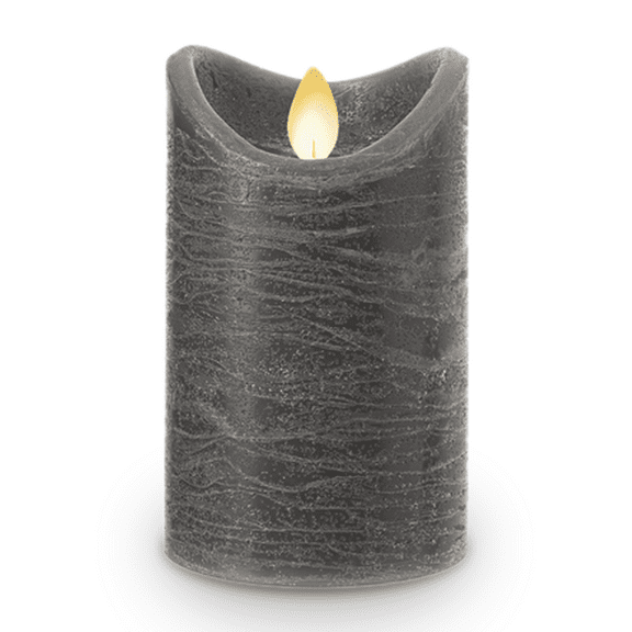 Ganz Charcoal Led Textured Wax Pillar Candle, 5-Inch