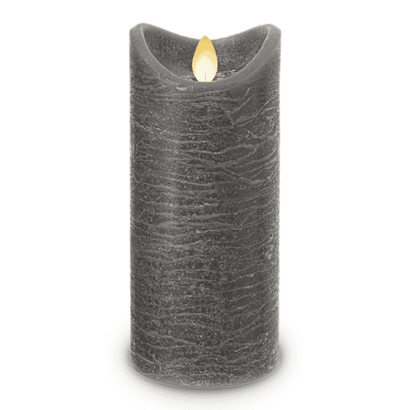 Ganz Charcoal Led Textured Wax Pillar Candle, 7-Inch