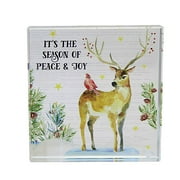 Ganz Christmas Beveled Glass Block - One Glass Block 3.25 Inch, Glass - Clear Glass Ex21263 Deer