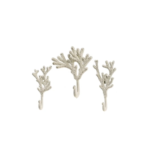 Ganz Coral Wall Hook, Cast Iron, 4 Inches Width, 1.5 Inch Depth, 8.25 Inches Height, White