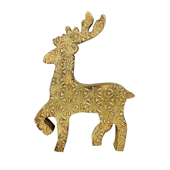 Ganz Decorative Wood Carved Deer - One Deer 9.75 Inch, Wood - Laser Cut Gold Mx181827 Star