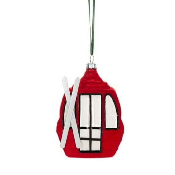 Ganz Flocked Gondola Christmas Tree Ornament 3.6 Inch Multicolor