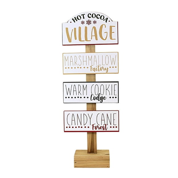 Ganz Gingerbread Message Post - One Message Sign 16.5 Inch, Wood - Village Factory Lodge Forest Mx188498
