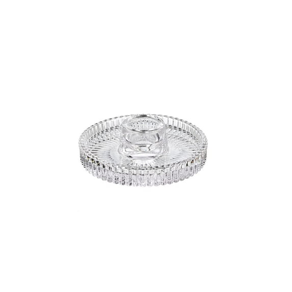 Ganz Glass Taper Holder Plate, Glass, 3.65-inch Diameter, 1-inch Height, Clear