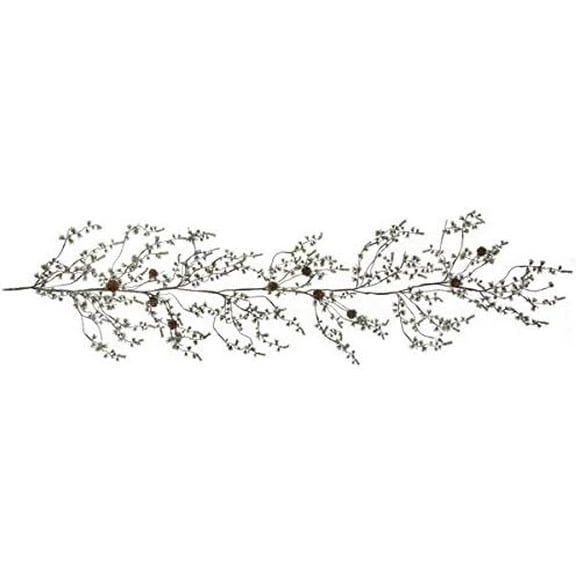 Ganz Glitter Frosted Silver Juniper Pine with Berry and Pinecones Garland - 5'