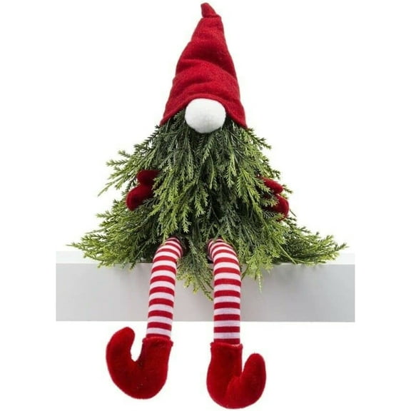 Ganz Gnome Shelf Sitter - One Shelf Sitter 7.5 Inch, Polyester - Santa Hat Evergreen Mx181368