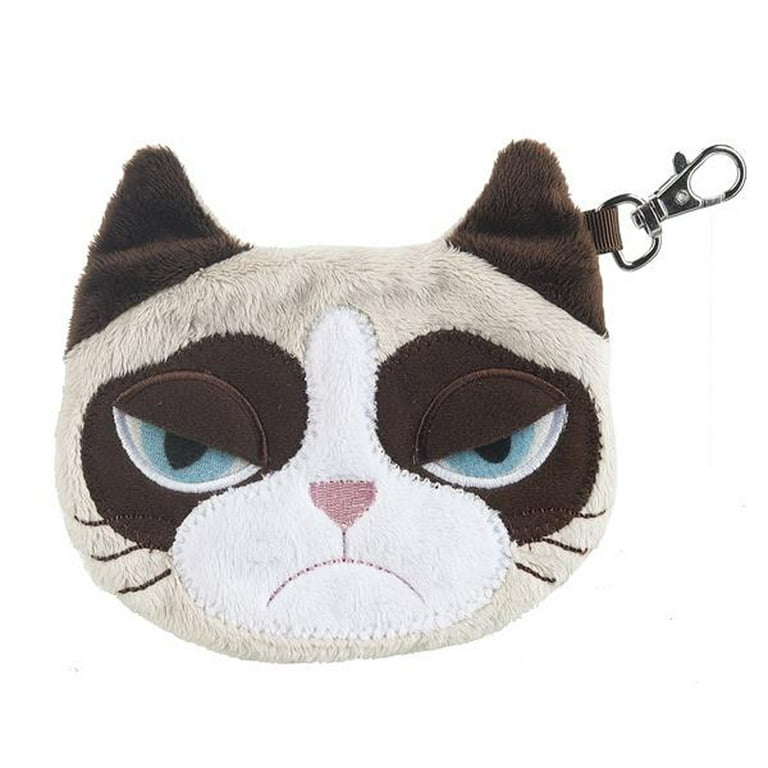 Ganz Grumpy Cat Coin Purse Cat Plush Face Coin Purse