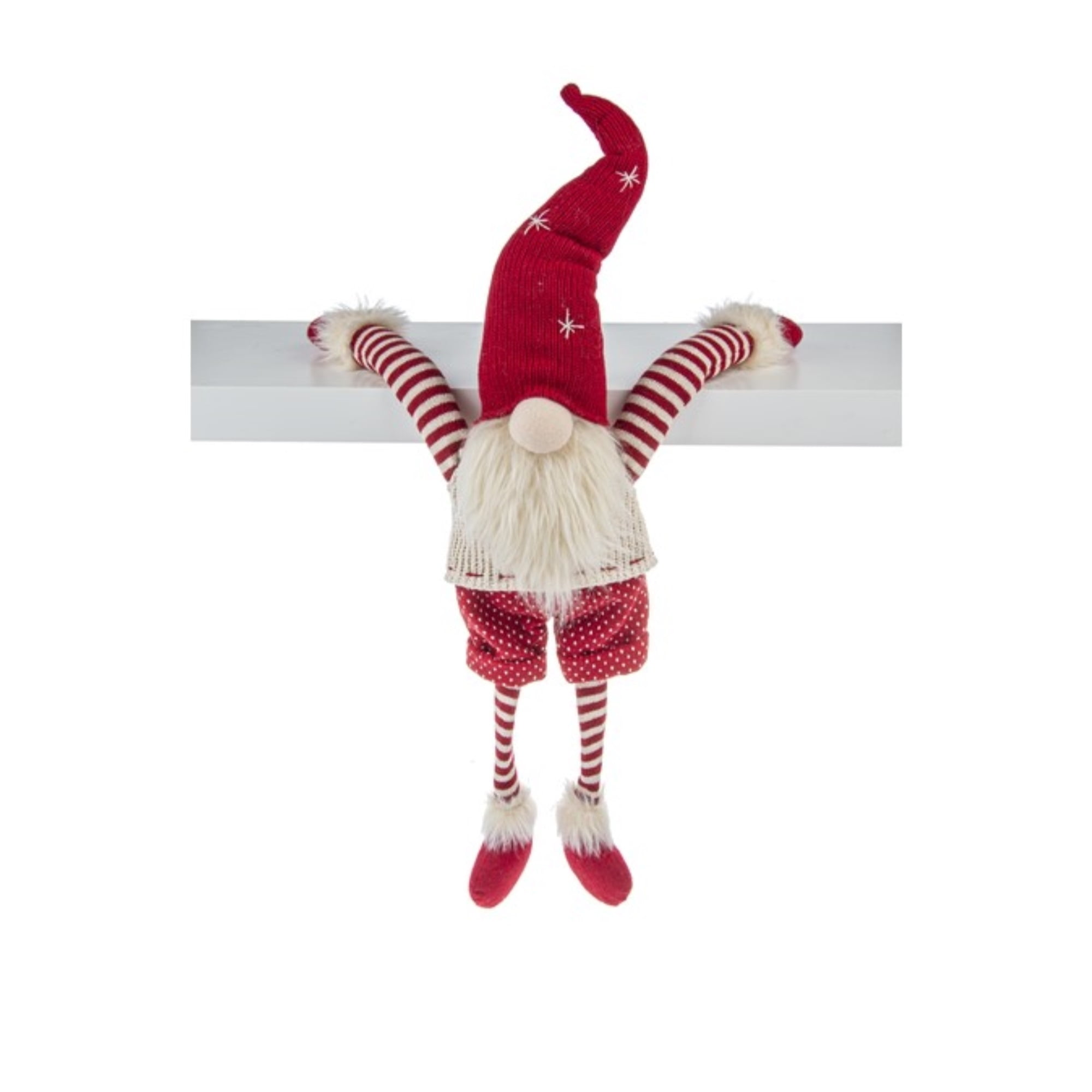 Red and White Hanging or Sitting Christmas Gnome Figurine