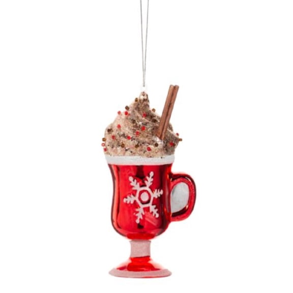 Ganz Holiday Cocoa Christmas Tree Ornament Glass 4.5 Inch Multicolor