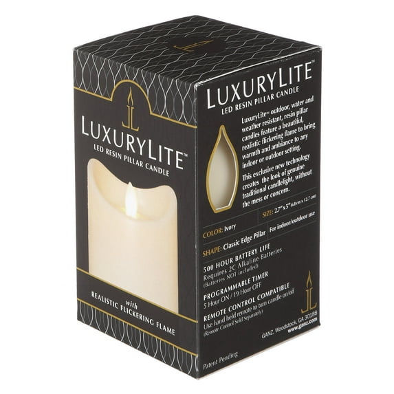 Ganz Ivory Led Water Resistant Resin Pillar Candle, 5-Inch
