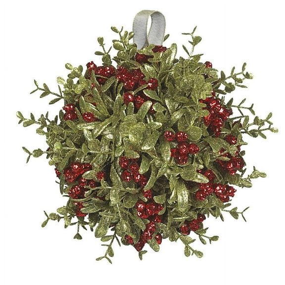Ganz Kissing Krystal 8" Large Kissball Ornament Red Mistletoe Plastic