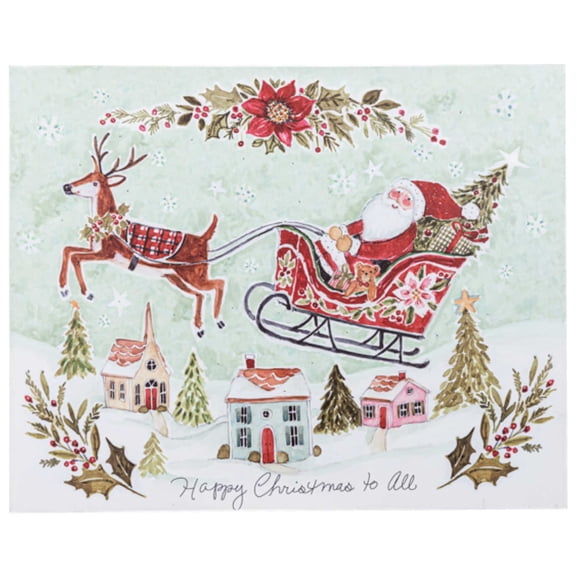 Ganz Led Light Up Santa in Sleigh Wall Decor Canvas - Happy Christmas To All