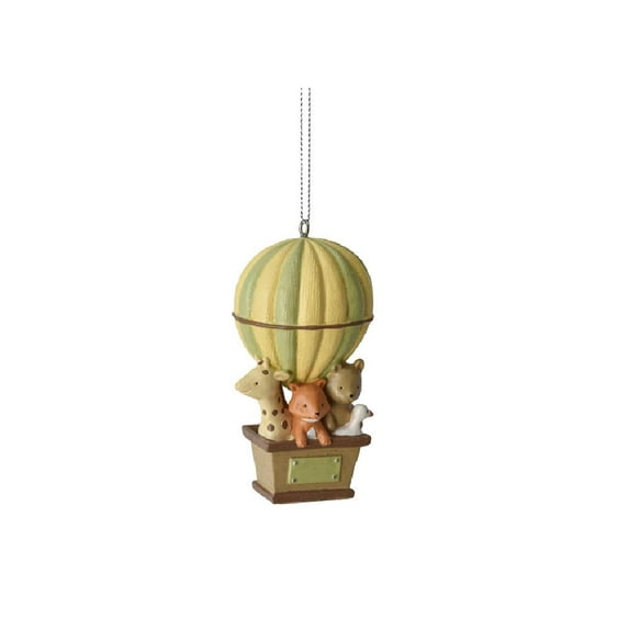 Ganz MX179674 Baby Animals in Hot Air Balloon Ornament, 3-inch Height, Resin and Polyresin