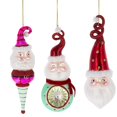 thumbnail image 1 of Ganz MX185081 Santa Ornaments, 8.75-inch Height, Glass, Set of 3, 1 of 1