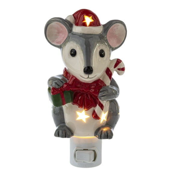 Ganz Mouse with Cut-Out Stars Night-Light, 6.13-inch Height, Ceramic and Plastic