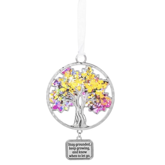 Ganz Stay Grounded, Keep Growing, and Know When to Let Go Ornament, Zinc, Epoxy, 2.38 Inches Width, 3.13 inches Height, Silver