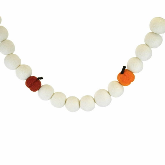 Ganz Pom Pumpkin Garland - 36.0 Inch, Wool - Ca182528