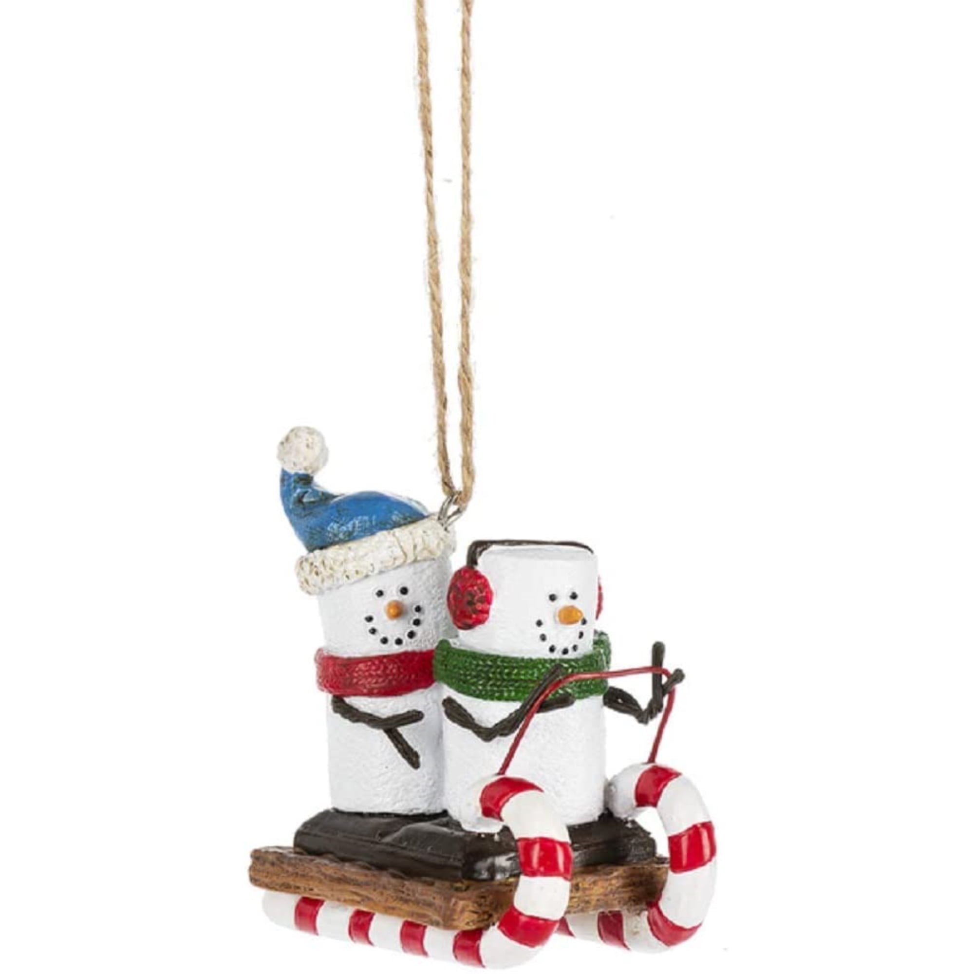 Ganz S'mores Resin Holiday Ornament, Toboggan Riding Snowman