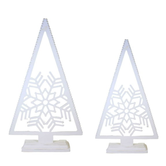 Ganz Snowflake Trees - Two Trees 24.25 Inch, Mdf (Medium-Density Fiberboard) - Triangle Base Cx182613