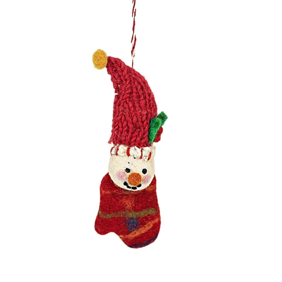 Ganz Snowman Mitten Ornament - One Ornament 4.75 Inch, Wool - Coal Eyes Carrot Nose Mx189834 Gold