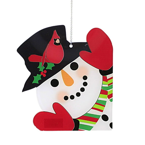 Ganz Snowman Peek-A-Boo Window Décor - One Window Decor 7 Inch, Acrylic - Cardinal Carrot Nose Ex21009