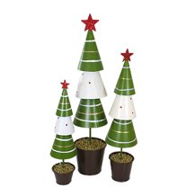 Ganz Three Tiered Metal Trees - Three Trees 14.5 Inch, Metal - Stripes Star Polka Dots Mx189342 Green
