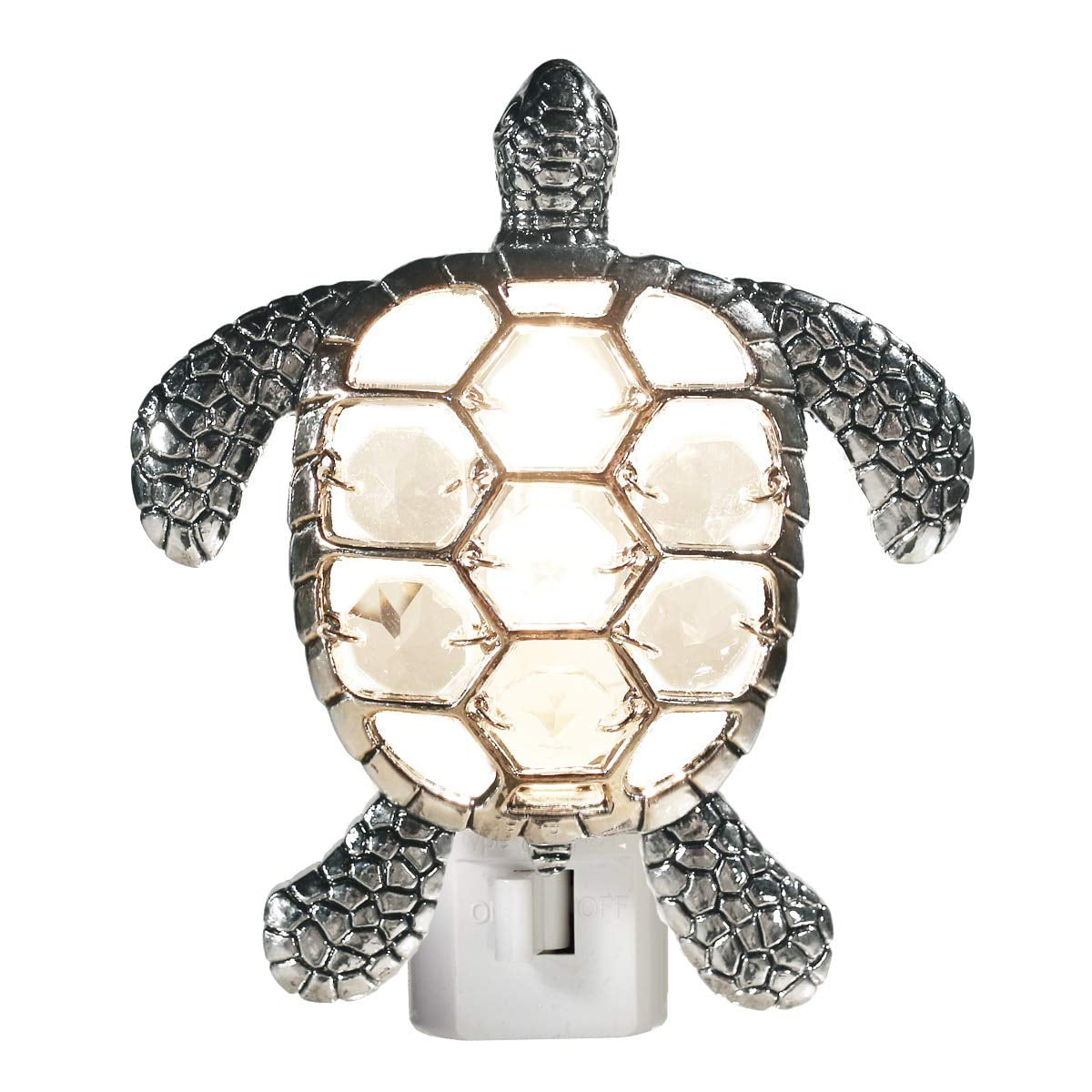 Silver and Crystal Turtle Night Light for Nursery