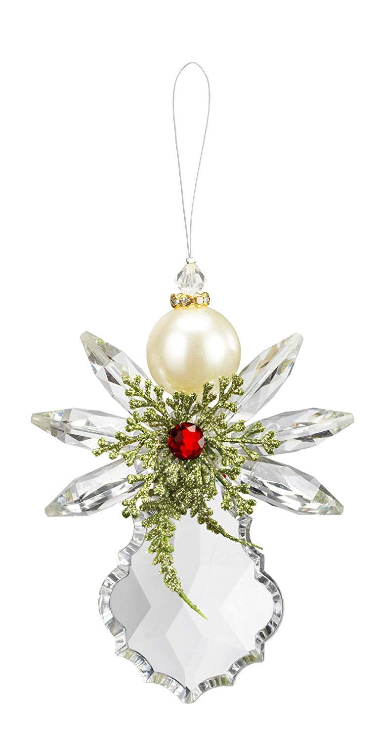 Pearl Angel Clear and Green Acrylic Ornament