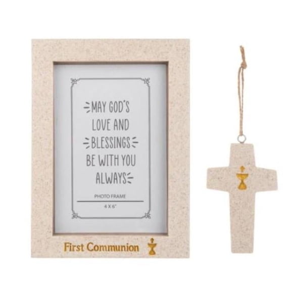 Ganz USA 711435 First Communion Written in Stone Frame & Ornament Set - 2 Piece