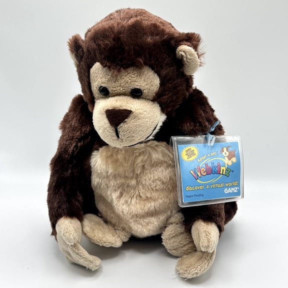 Ganz Webkinz - CHIMPANZEE Chocolate the Brown Monkey Plush (New With Sealed Webkinz Code Tag)(BONUS 1 WEBKINZ GIFT BAG)