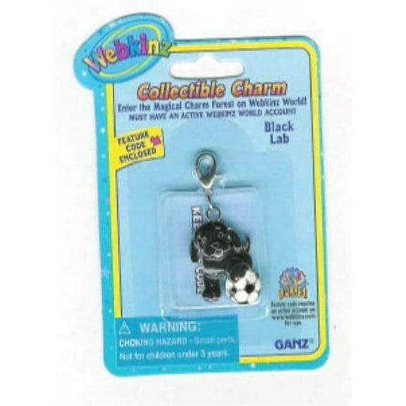 Ganz Webkinz - Collectible Charm - BLACK LAB With Soccer Ball (With Sealed Code)(BONUS 1 FUN CHOPS)