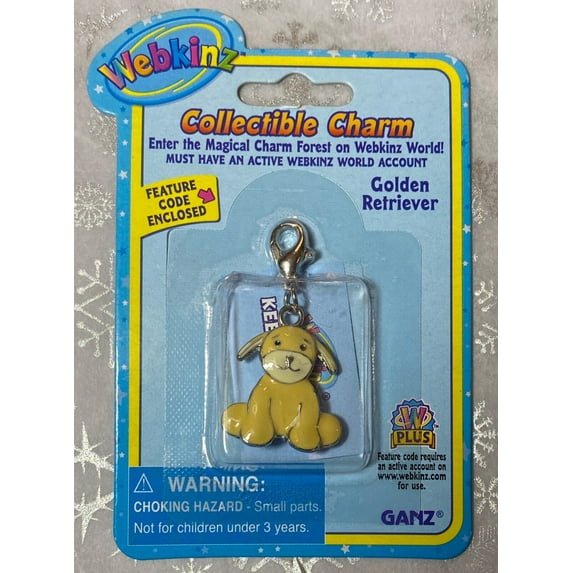 Ganz Webkinz - Golden Retriever Charm (New With Sealed Code Tag Rare)(BONUS 1 FUN CHOPS)