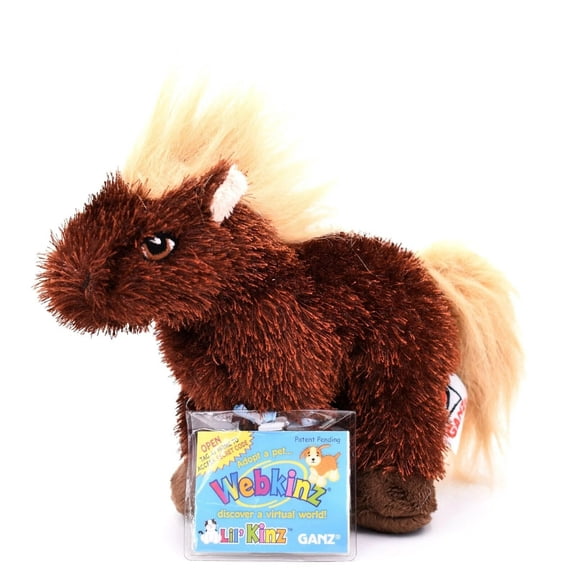 Ganz Webkinz Lil'   Kinz - BROWN HORSE Plush HS103 (NEW WITH SEALED WEBKIZ CODE TAG)(BONUS 1 WEBKINZ PACK CARDS & 1 WEBKINZ GIFT BAG)