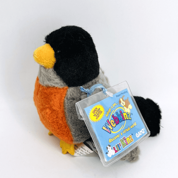 Ganz Webkinz Lil  Kinz - ROBIN the Bird 6" Plush HS513 (New With Webkinz Sealed Code)(BONUS 1 WEBKINZ GIFT BAG)