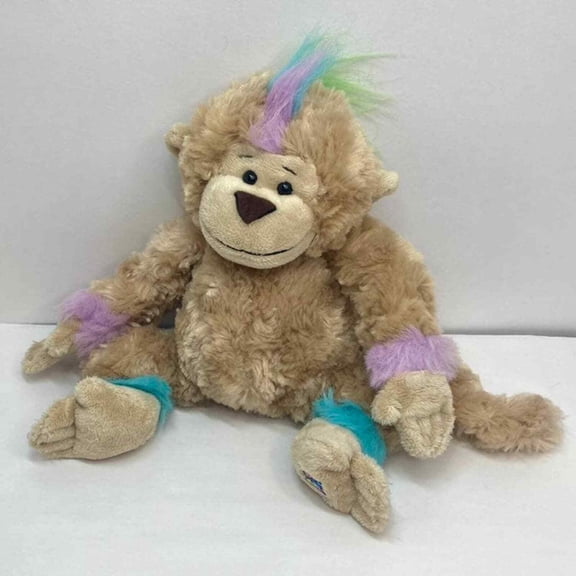 Ganz Webkinz - Mohawk Monkey Brown Purple Blue Plush (Rare Stuffed Animal Toy) ( NO WEBKINZ CODE)(BONUS 1 GIFT BAG)