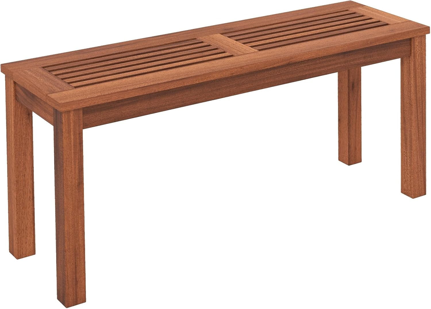 GaoJ Patio Wood Bench, 2-Person Solid Wood Bench with Slatted Seat, 39. ...