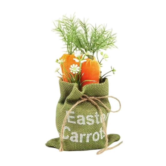Gaojian Plush toy Easter Decoration Carrot Table Label Decoration Spring Farmhouse Desktop Decoration Fabric Carrot Table Standard Coarse Linen Bag Easter Layered Tray Center Decoration Suitable