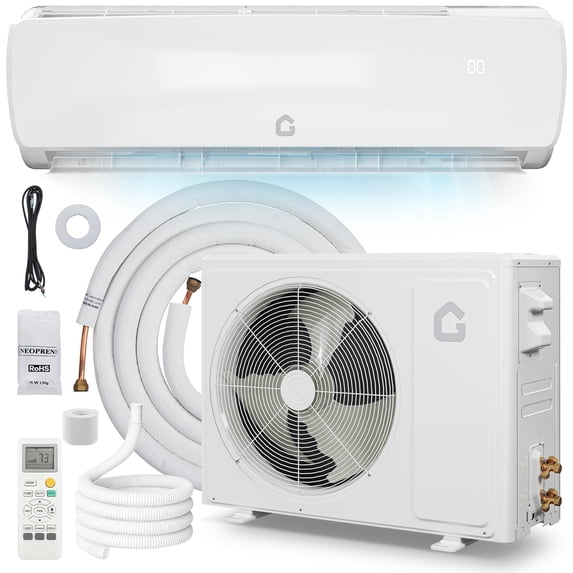 Gaomon 18,000 BTU 19 SEER Ductless Mini-Split AC Heat Pump, Inverter Cooling Heating Dehumidifier, 230V, 10ft Line Set, White