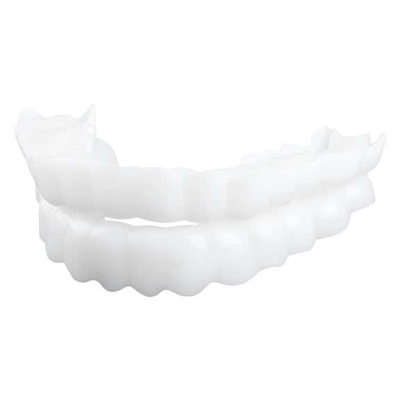 Gaomumu Fake Teeth, Silicone Fake Teeth Smile Decor, Top & Bottom Simulated Tooth Dental Veneers, Instant Stick-on Dental Decor Oral Beauty, Suitable for Men & Women