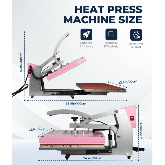 Gaonala 24x14 inch Heat Press Printing Press 2000W LCD Smart Screen Pull-Out Track for Heat Transfer Vinyl
