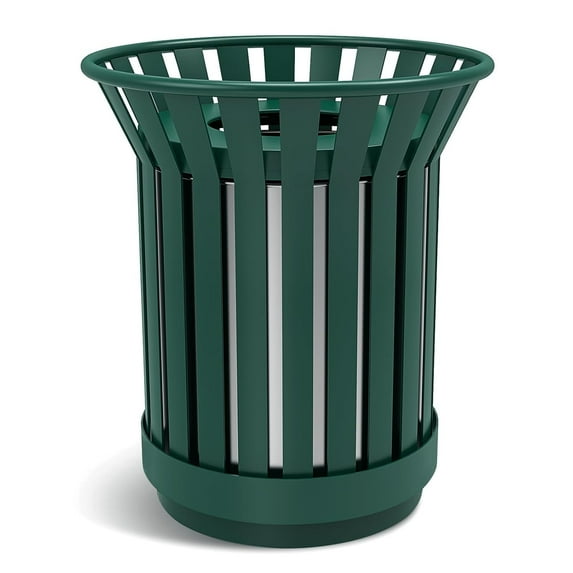 Gaonala Outdoor Metal Slatted Trash Can 30 - 52 Gallon Commercial Grade with Removable Inner Bin Waste Receptacle in Park School Beach Patio(Green)