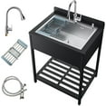 thumbnail image 1 of Gaonala 33.5in Stainless Steel Utility Sink Silvery Freestanding with Hoses Drain Set for Bathroom Outdoor, 1 of 7