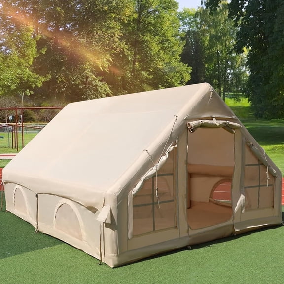 Gaonala 4-6 Person Inflatable Camping Tent with Pump Quick Setup 4-Season Family Tent Waterproof Windproof 420D Oxford Fabric